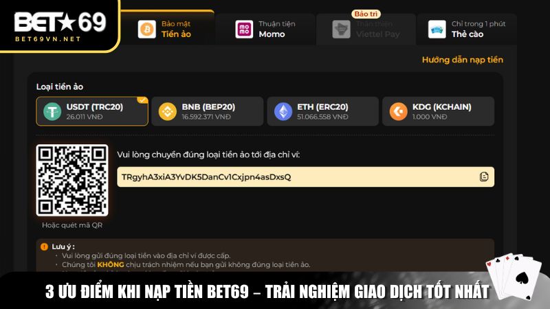 Những ưu điểm khi nạp tiền Bet69